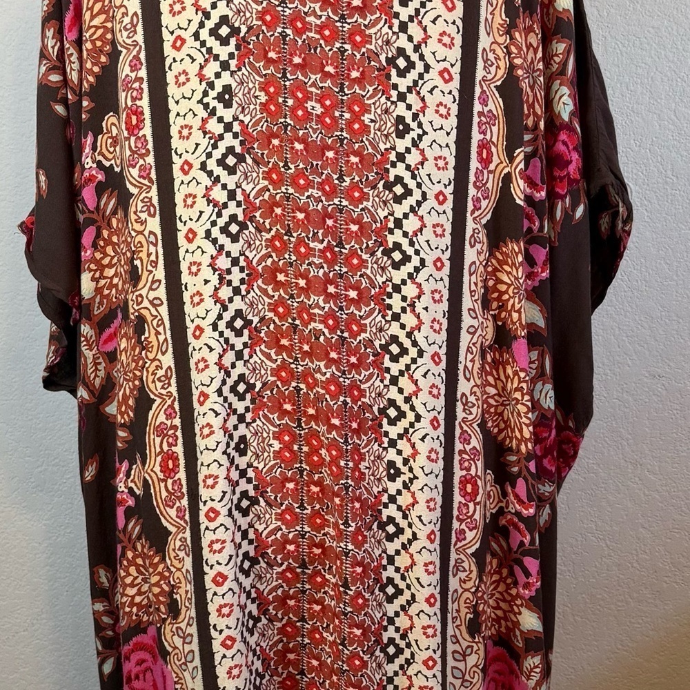 Angie Floral Print Kimono Cover Up Open Front Boho Beach Lightweight Size MED - Picture 8 of 8